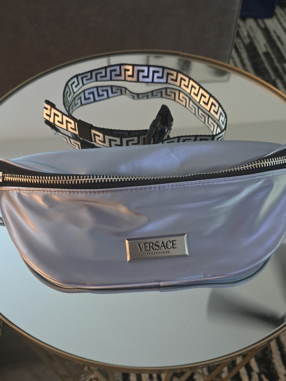 Versace  Iridescent Belt Bag with Greek Key Strap
